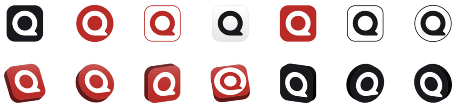 quora icon logo, 3d social media icons button. social media logo, 3d social network follow us icon collection set