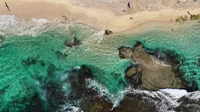 Aerial birdseye views Yallingup Beach Coastal Video Australia 4K Turquoise Ocean