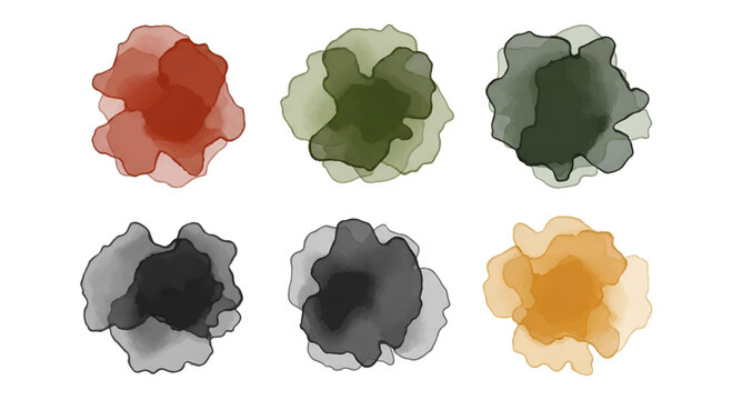 Collection of watercolor tree top view symbols for architectural landscape design plans