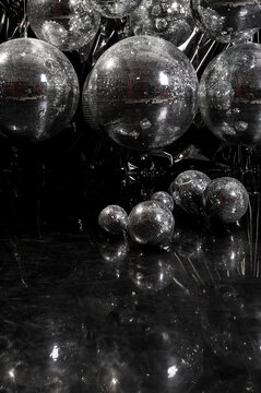 Disco mirrorball installation background creating nightlife atmosphere