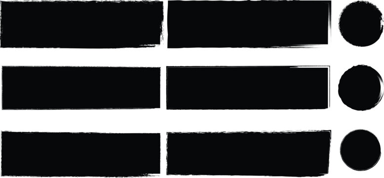 Abstract black brush strokes and ellipses on white background