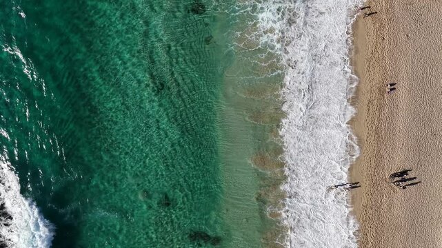 Ocean Waves Birdseye Views Aerial Video Yallingup Beach Western Australia 4K