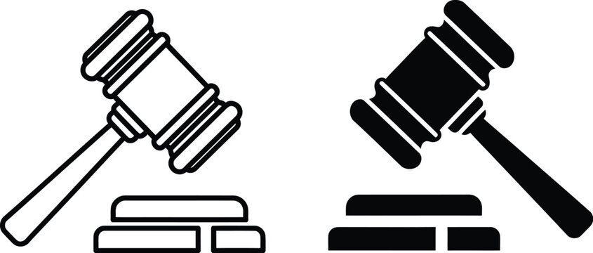 Judge hammer vector icon. Gavel sign. Lawyer symbol. Mallet illustration. Auction bid icon isolated.