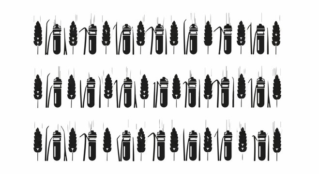 A repeating pattern of various grooming tools for hair care and styling