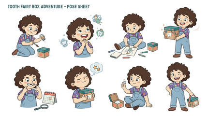 Fototapeta premium Charming Character Set Illustrating Dental Healthcare Poses and Activities for Medical Adventures Collection