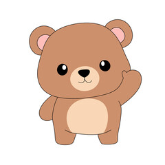 Fototapeta premium Cute Bear Waving Hand Illustration