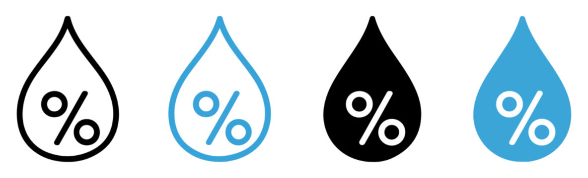 humidity water drop percent icon set