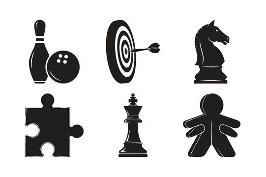 Strategy game and competition silhouette set bundle for hobby design.