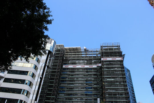 Auckland, NZ - Mar 4, 2026: The CANAM logo is seen during the construction or renovation of a large multi-story building in the downtown area. Editorial Use Only.