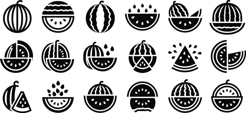 Black and white watermelon slice fruit slices food