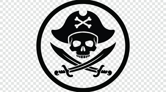 Pirate skull symbol with crossed swords.