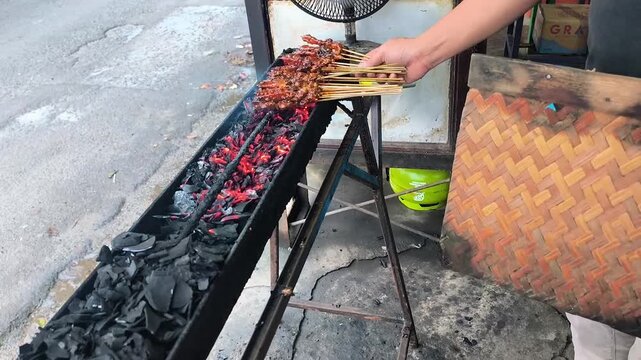 satay, a traditional Indonesian food dish made from chicken meat