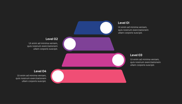 Pyramid Infographic with 4 Levels on Dark Background