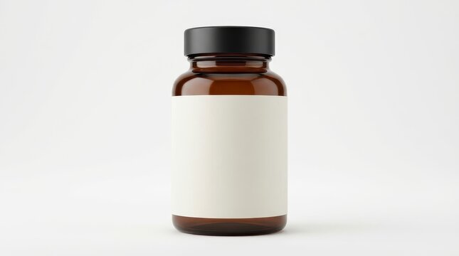 Amber supplement bottle mockup with blank label