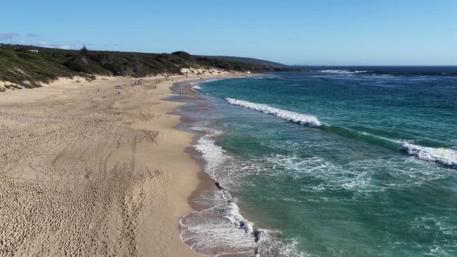 waves on the beach aerial videography Yallingup Beach Australia 4K