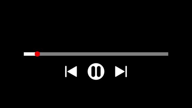 Music or video play bar icon on black background. Audio player for songs or podcast playlist. Play or pause button. Animation 4K Video