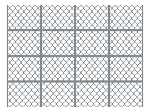 Flat illustration of chain link fence depicting wire mesh grid pattern for security and boundary design