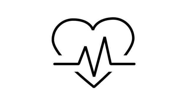 Heart Rate Monitor Motion Icon. Dynamic heart shape with pulse line animation symbolizing cardiology health and medical vital sign monitoring.