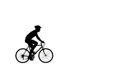 Obraz premium Silhouette of Cyclist Riding Bicycle on White Background