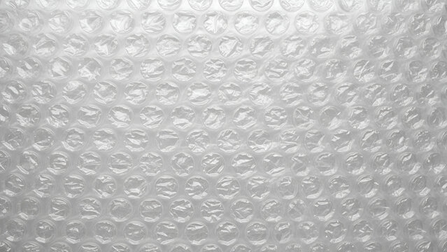 Close-up of clear bubble wrap texture with small air pockets