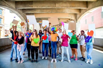 Fototapeta premium Diverse group celebrating pride