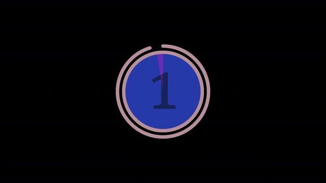 Animated countdown transition, clean motion graphic opener for video, presentation, broadcast, and digital projects, in alpha channel 
