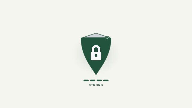 Strong Password Strength Meter Icon with Padlock Shield for Cybersecurity UI