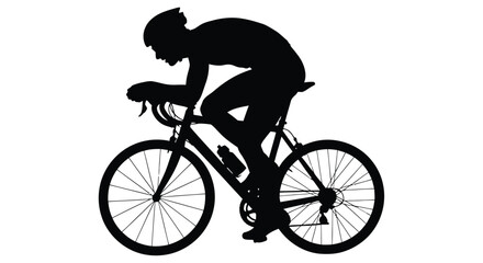 Obraz premium Silhouette of a cyclist riding a road bike against a white background