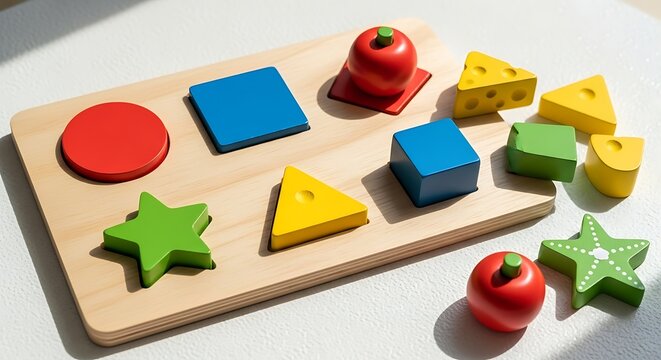 Wooden Shape Puzzle Educational Toy for Children.