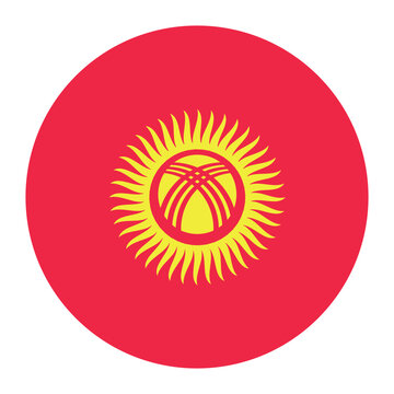 Round flag of Kyrgyzstan icon isolated on white background.