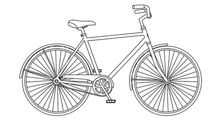 Line drawing of a classic bicycle with fenders and upright handlebars © Imdadul_Studio