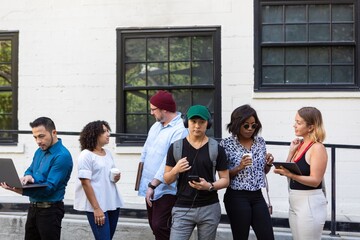 Fototapeta premium Diverse group outdoor interaction photo