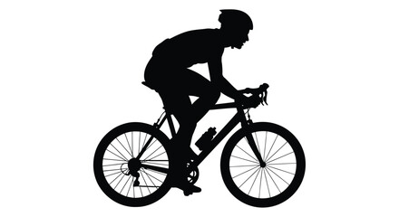 Fototapeta premium Silhouette of a cyclist riding a road bike against a white background