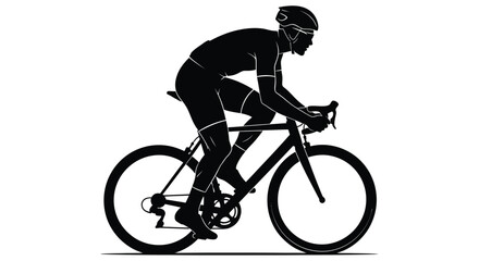 Fototapeta premium Silhouette of a cyclist riding a road bike depicted in a dynamic pose