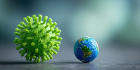 Fototapeta premium The Virus Facing the Earth Conceptual Pandemic and Global Health Threat