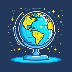 Fototapeta premium A colorful illustration of a globe with stars and a night sky