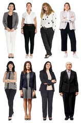 Obraz premium Diverse professional women standing confidently element set isolated on white