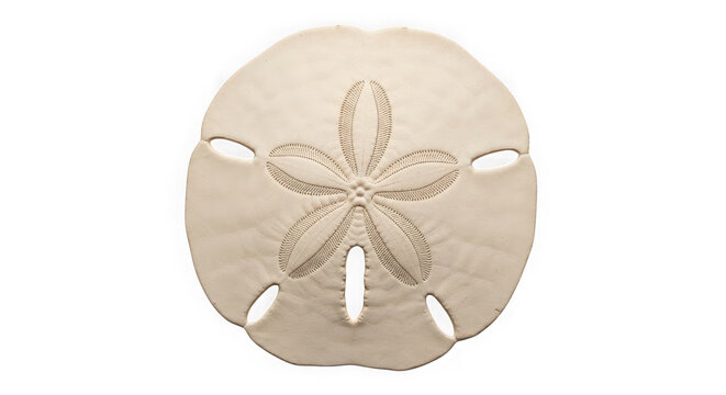 A single dried sand dollar isolated on transparent background