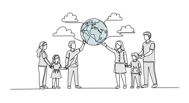 Diverse family holding the earth together.