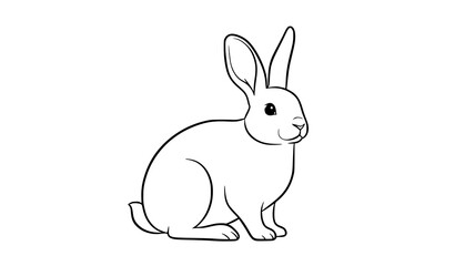 Obraz premium Minimal hand drawn bunny rabbit vector sketch illustration isolated on white background
