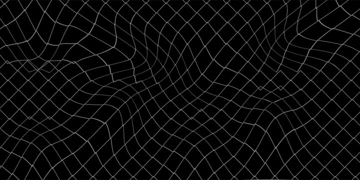 Net texture pattern on black background. Net texture pattern for backdrop and wallpaper. Realistic net pattern with black squares. Geometric background, vector illustration