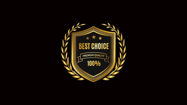 animated golden shield the best labels with laurel wreath green screen background