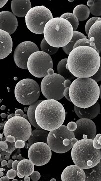 Black and White Microscopic View of Spherical Particles or Cells