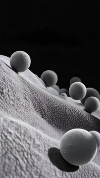 Black and White Microscopic View of Spherical Particles or Cells