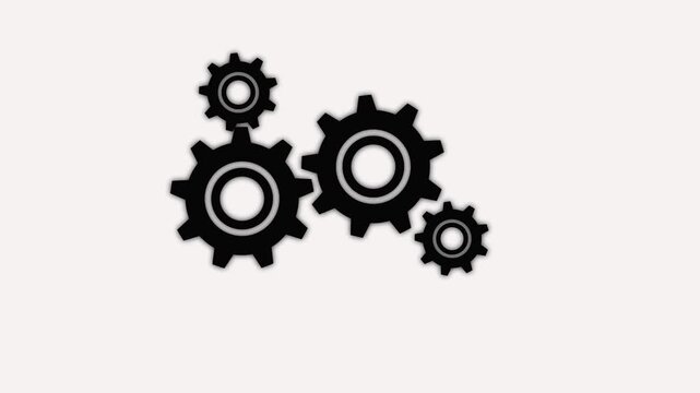 Update glowing setting icon setup animation.  cogwheel gear icon logotype rotating animation. 4k