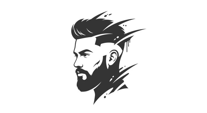 Modern man's profile with beard and stylish haircut illustration