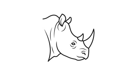 Simple line art rhinoceros head illustration © retno