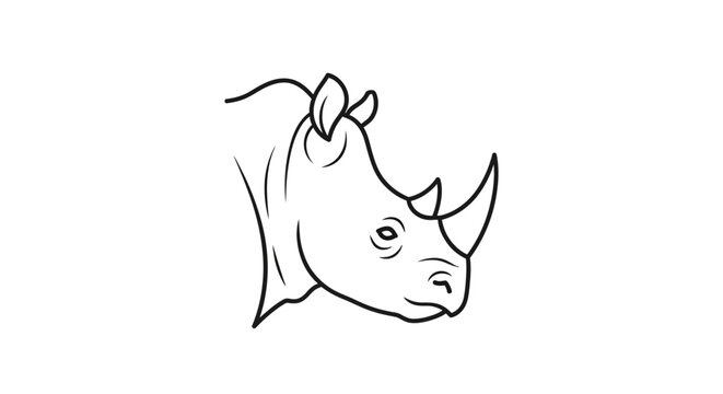Simple line art rhinoceros head illustration