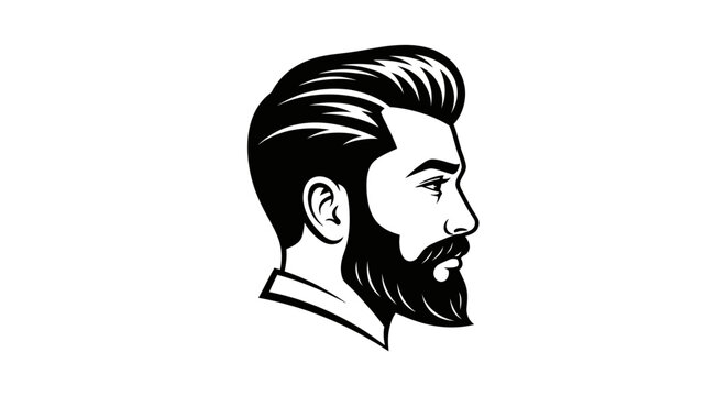 Stylized profile of man with beard and pompadour haircut