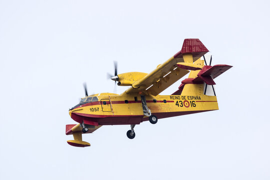 Torrej&oacute;n de Ardoz, Spain; 10 12 2019: Spanish Air Force Canadair CL-415 approaching Torrej&oacute;n de Ardoz air base.